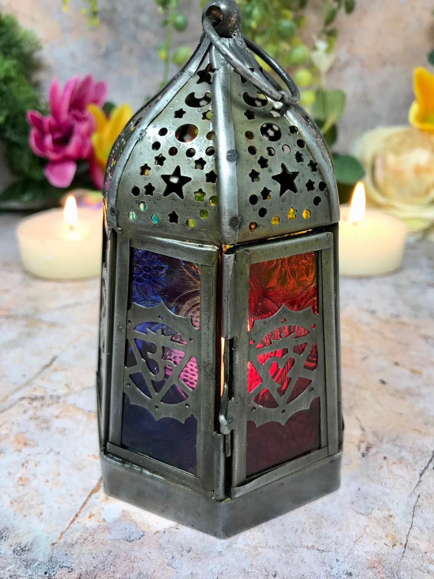 Antique Effect Moroccan Style Lantern Candle Tealight Holder Seasonal Decor Home Lighting Ornament