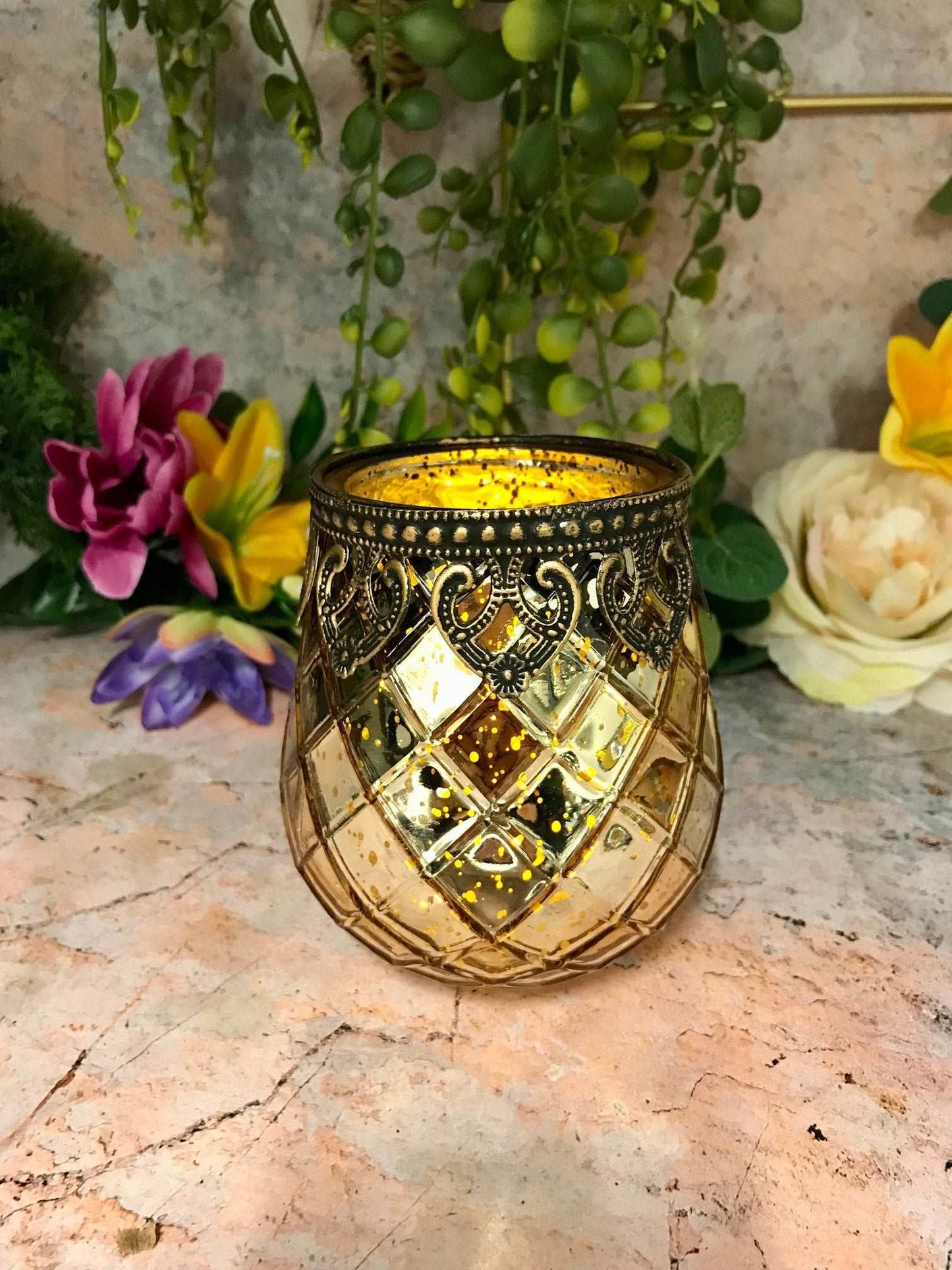 Antique Effect Moroccan Lantern Candle Glass Tealight Holder Seasonal Decor Ornament Home Lighting Decoration