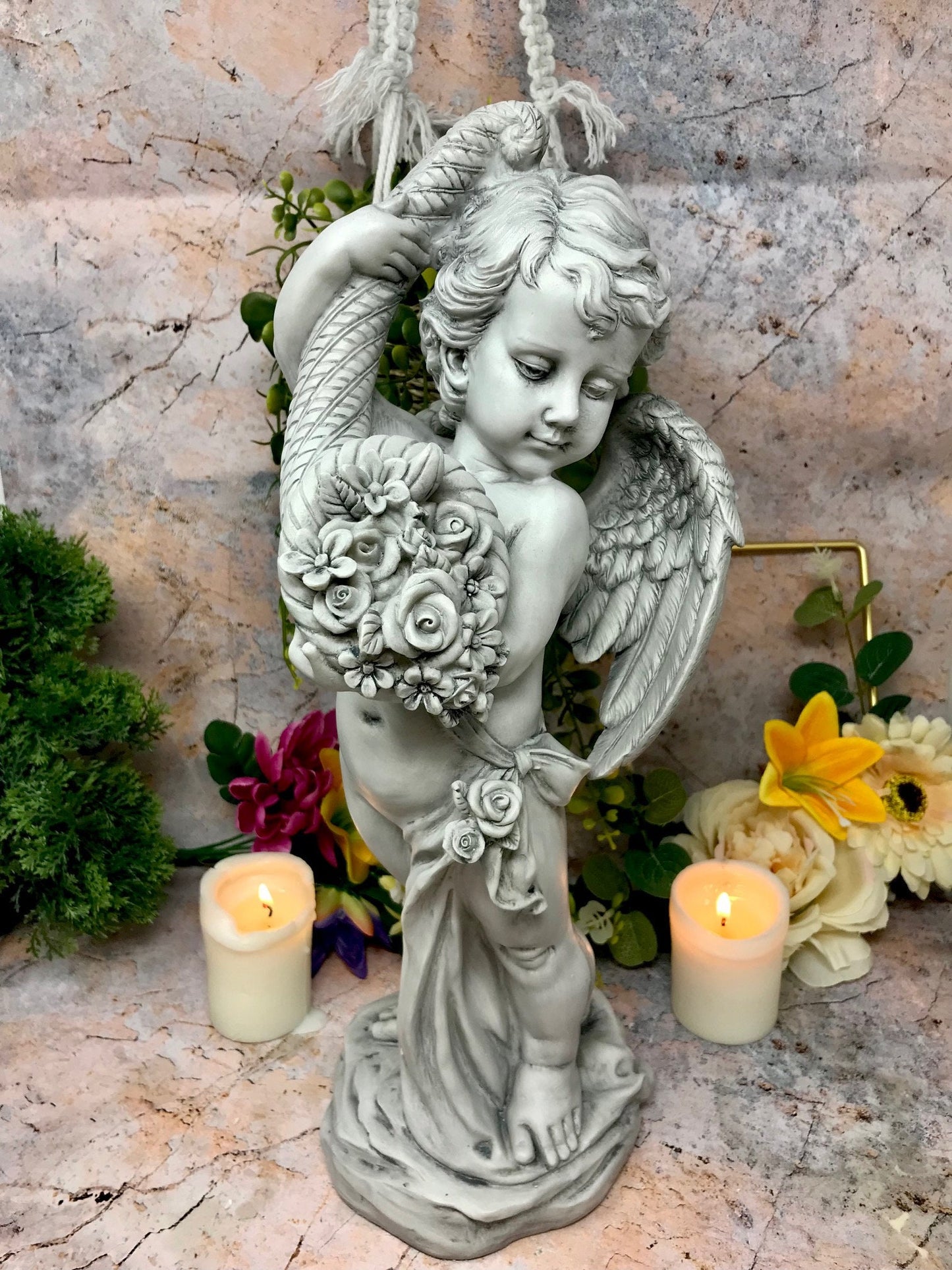 Angelic Serenade Figurine - Resin Statue - Ethereal Garden Decor - Majestic Home Centerpiece - Memorial Angel Ornament-Osiris Craftworks