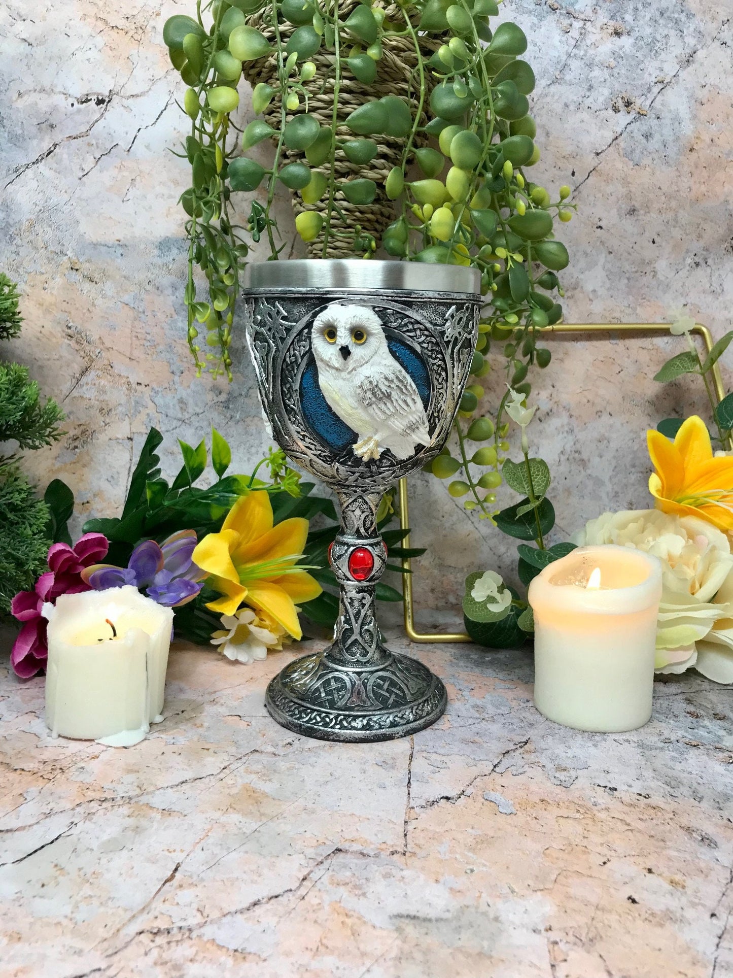 Wise Owl Goblet Chalice Gothic Decor Owls Collection Medieval Style Ornament-Osiris Craftworks