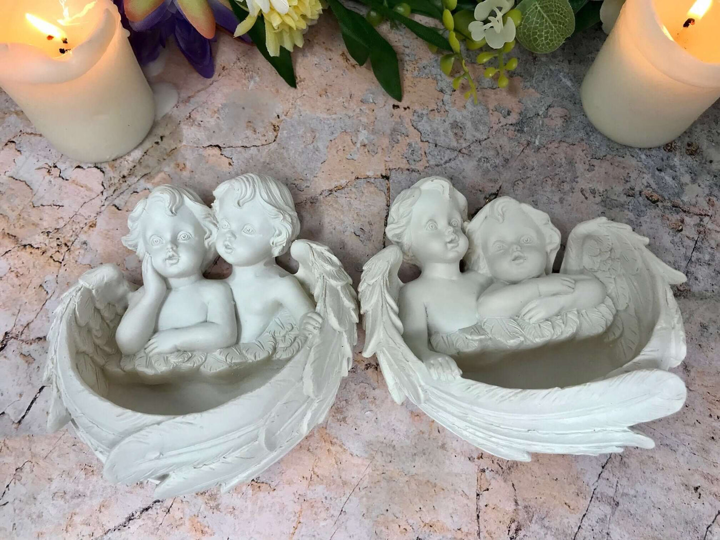 Pair of Guardian Angels Figurine Cherubs Statue Ornament Sculpture Statue Gift-Osiris Craftworks