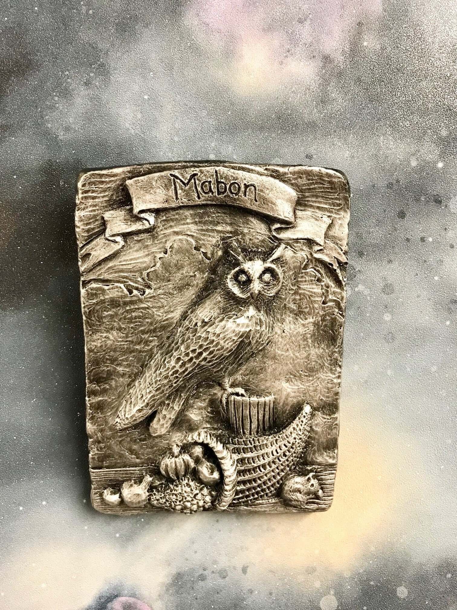 Mabon Owl Sabbat Silver Coloured Wall Plaque Pagan Wiccan Sculpture Ornament-Osiris Craftworks