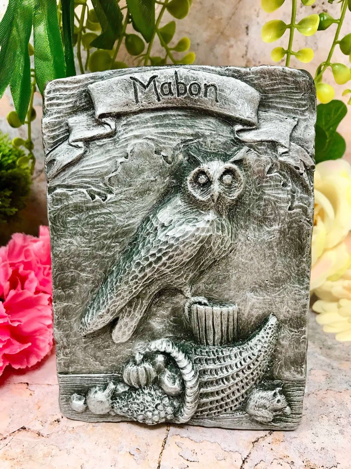 Mabon Owl Sabbat Silver Coloured Wall Plaque Pagan Wiccan Sculpture Ornament-Osiris Craftworks