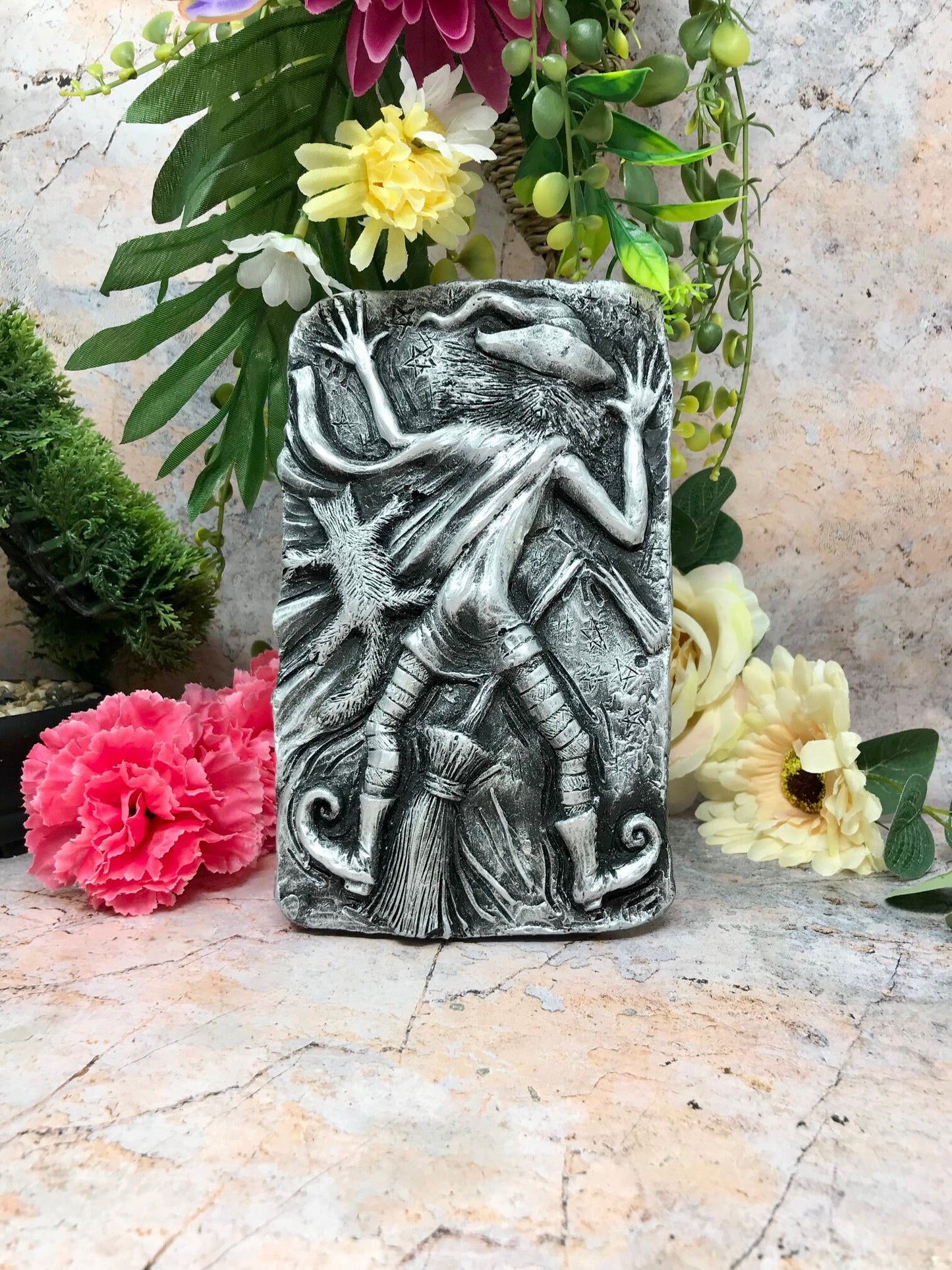 Pagan Clumsy Witch Wall Plaque Wiccan Sculpture Altar Decoration Witchcraft-Osiris Craftworks