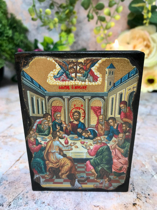 The Last Supper Jesus Christ Picture Hanging Icon Style Religious Wall Plaque-Osiris Craftworks