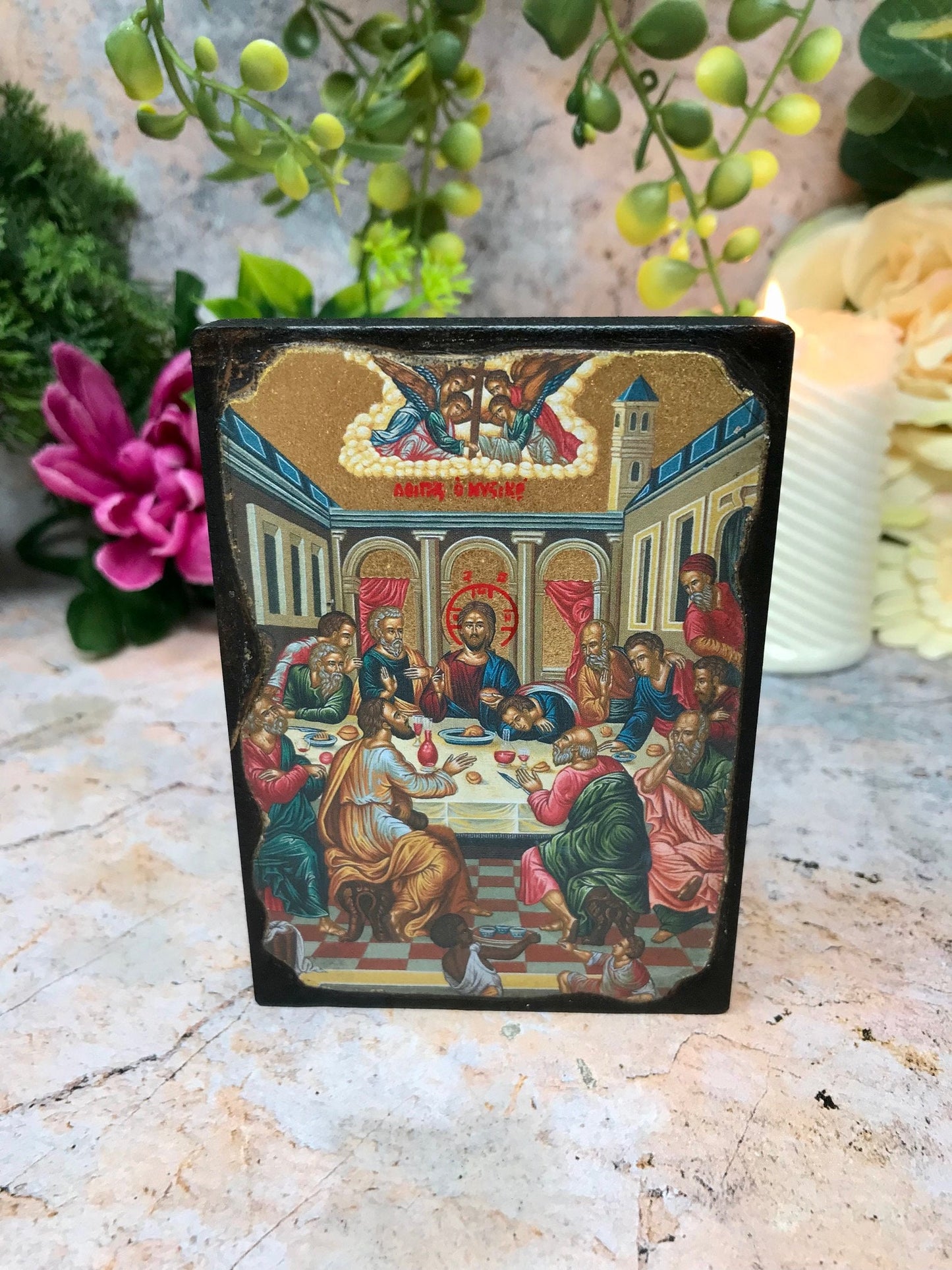 The Last Supper Jesus Christ Picture Hanging Icon Style Religious Wall Plaque-Osiris Craftworks