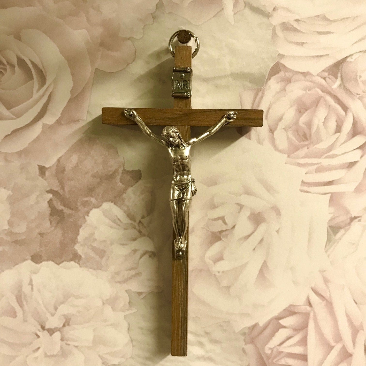 Savior's Embrace: 13cm Jesus Christ Crucifix - Handmade Wood Cross for Spiritual Reflection-Osiris Craftworks