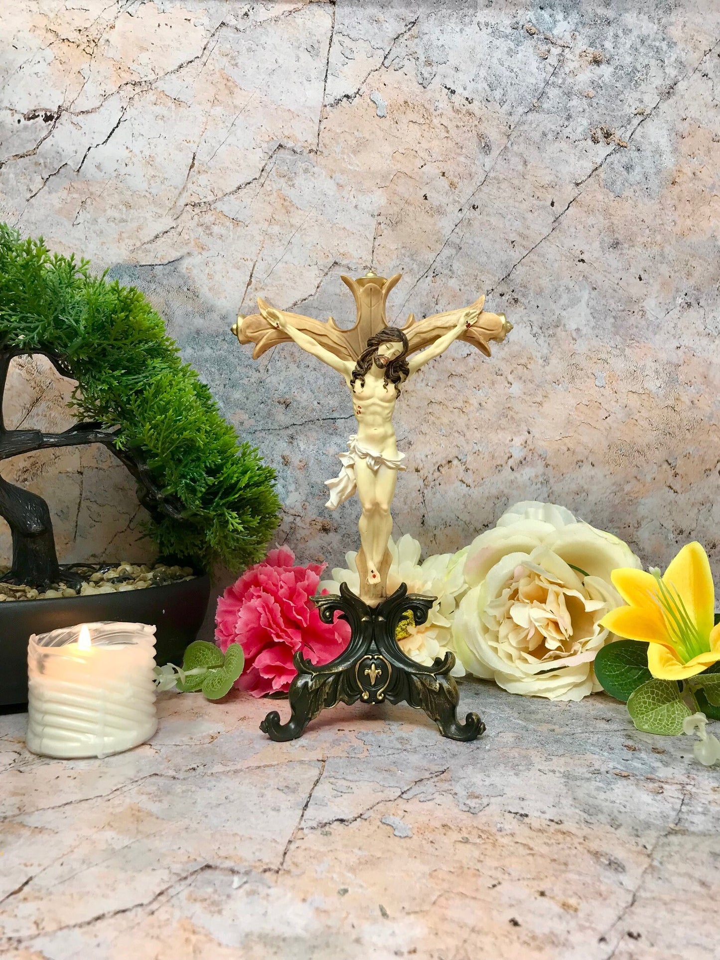 Resin Crucifix - Handcrafted Religious Artifact - Spiritual Home Decor & Devotional Keepsake