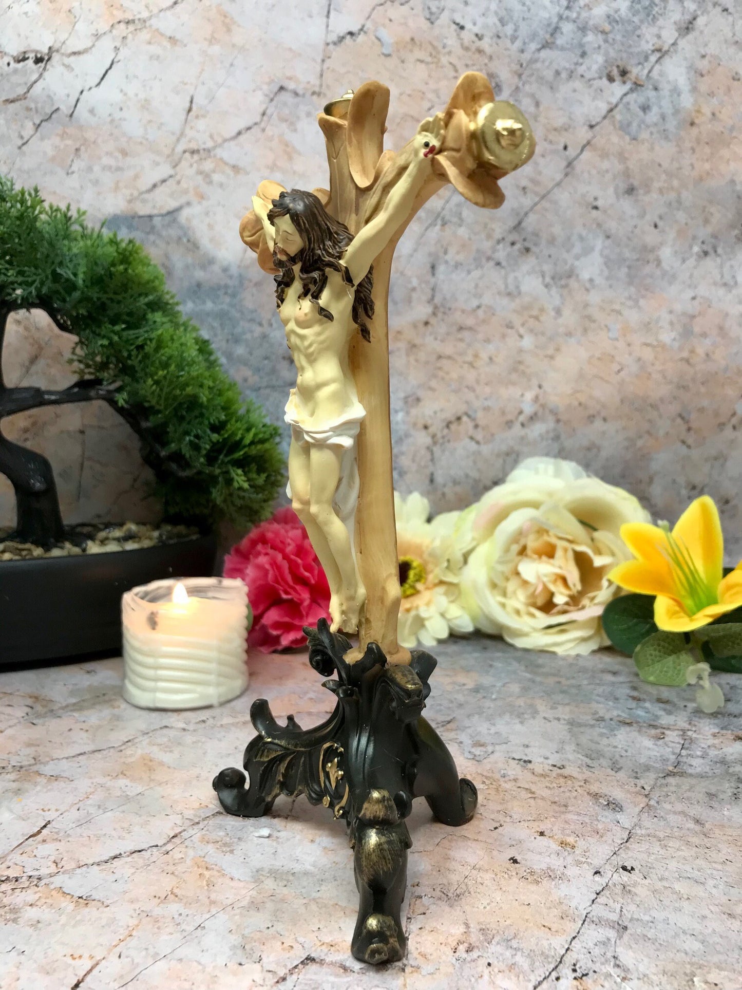 Resin Crucifix - Handcrafted Religious Artifact - Spiritual Home Decor & Devotional Keepsake