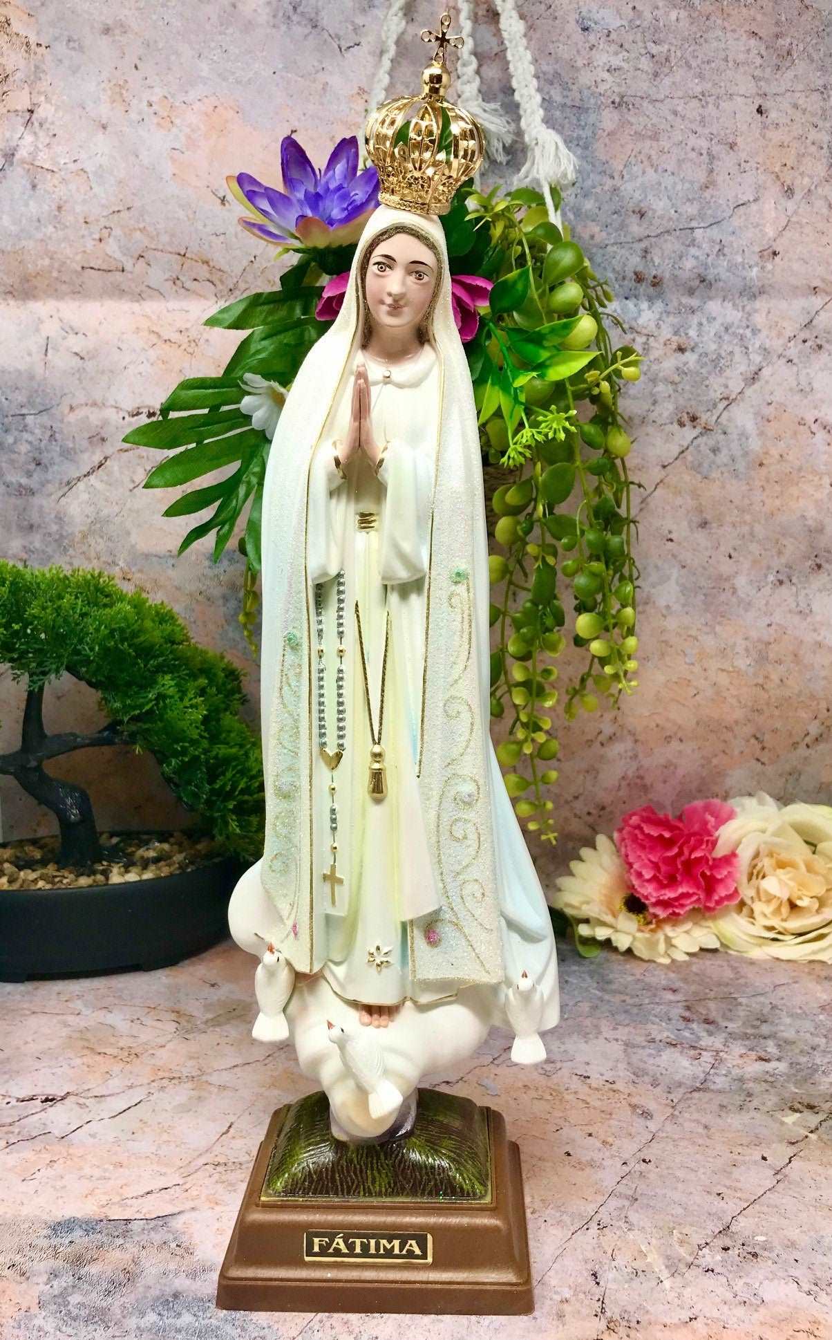 Blessed Virgin Mary Our Lady of Fatima Statue Ornament Figurine 38 cm-Osiris Craftworks