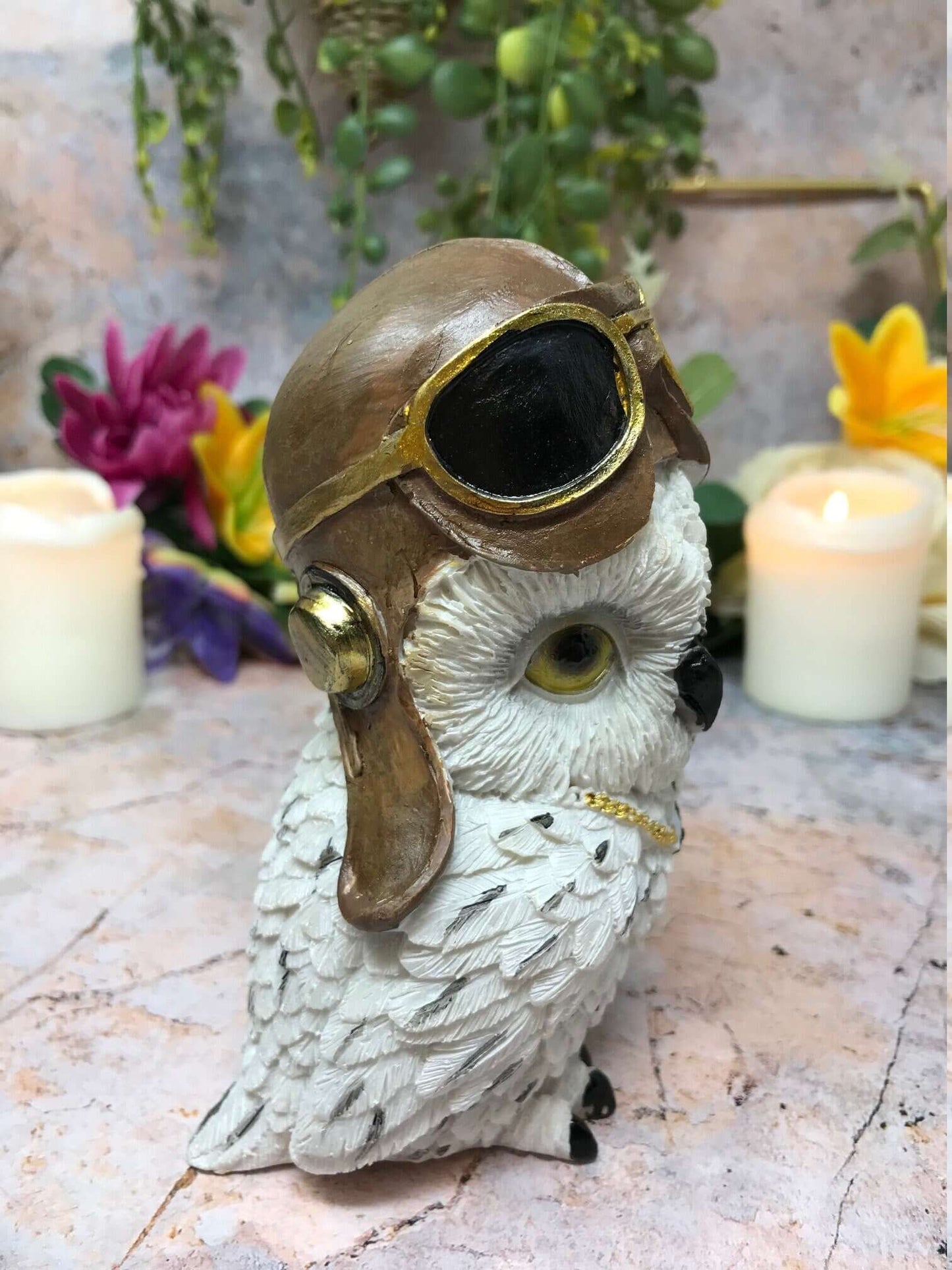 Comical Steampunk Owl Sculpture Figurine Home Decoration Statue Owls Collectables