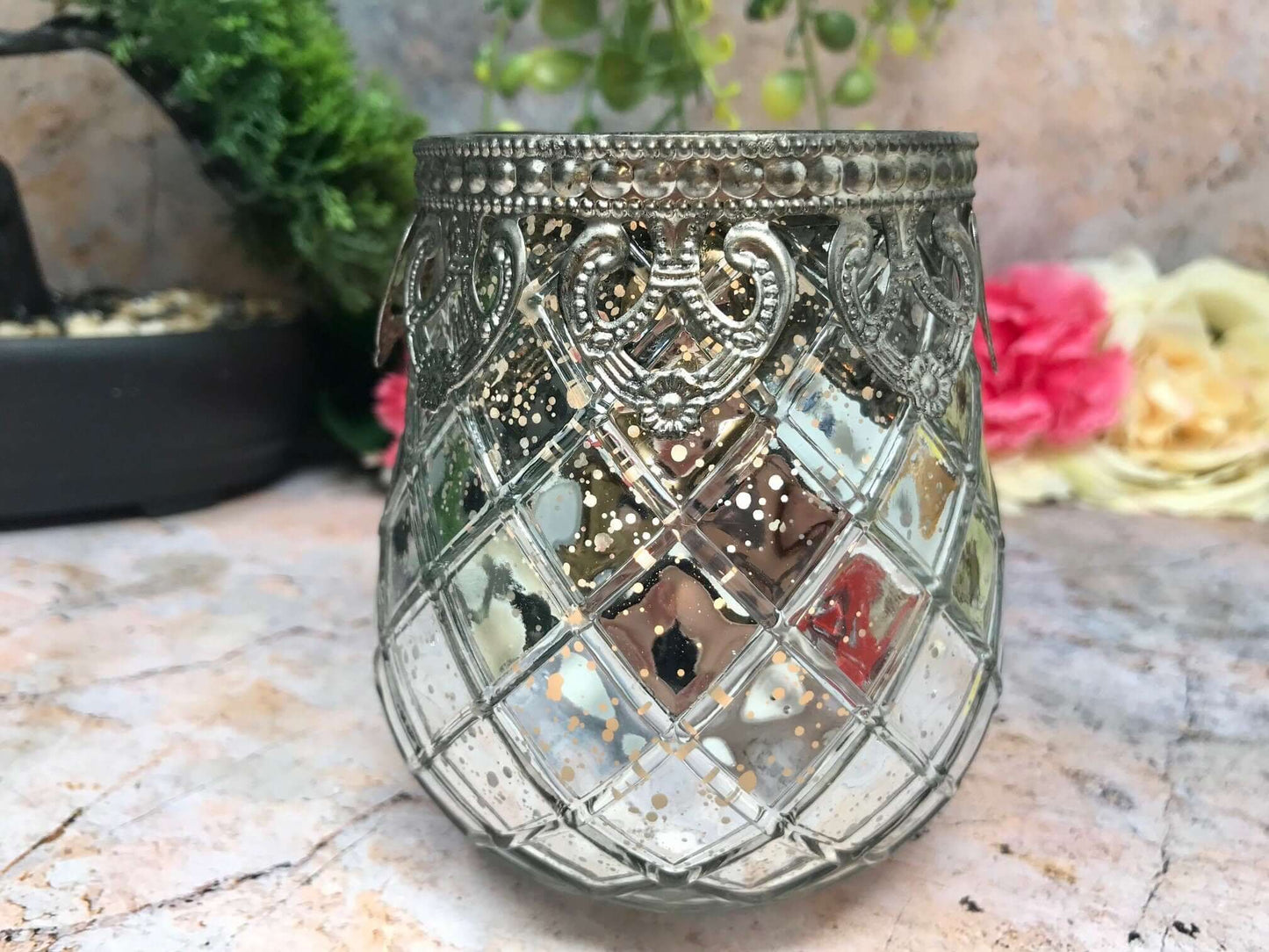 Antique Effect Moroccan Glass Tealight Holder Candle Home Lighting Lantern Seasonal Decor Ornament Decoration