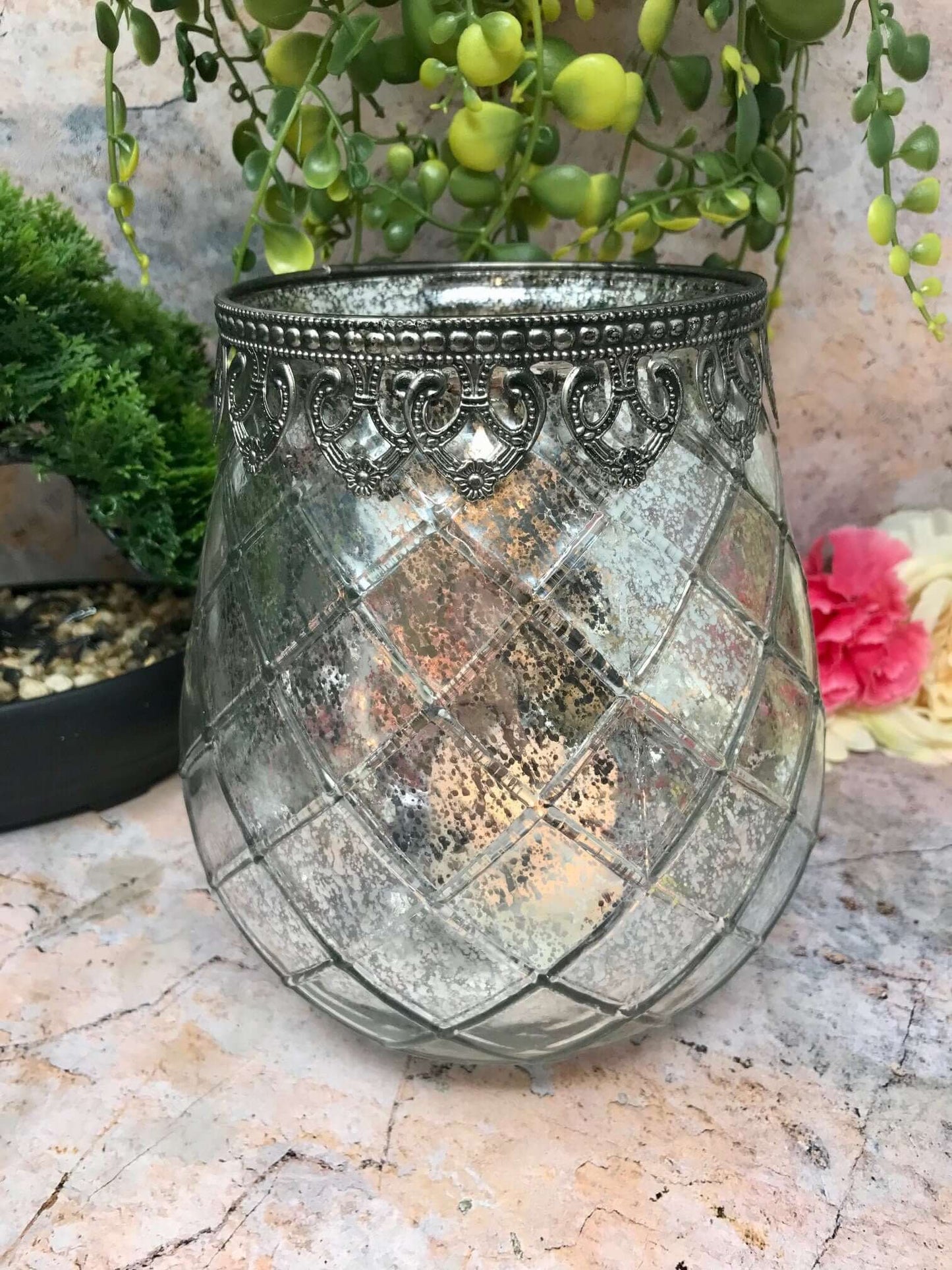 Antique Effect Moroccan Glass Tealight Holder Lantern Candle Seasonal Decor Ornament Home Lighting Decoration