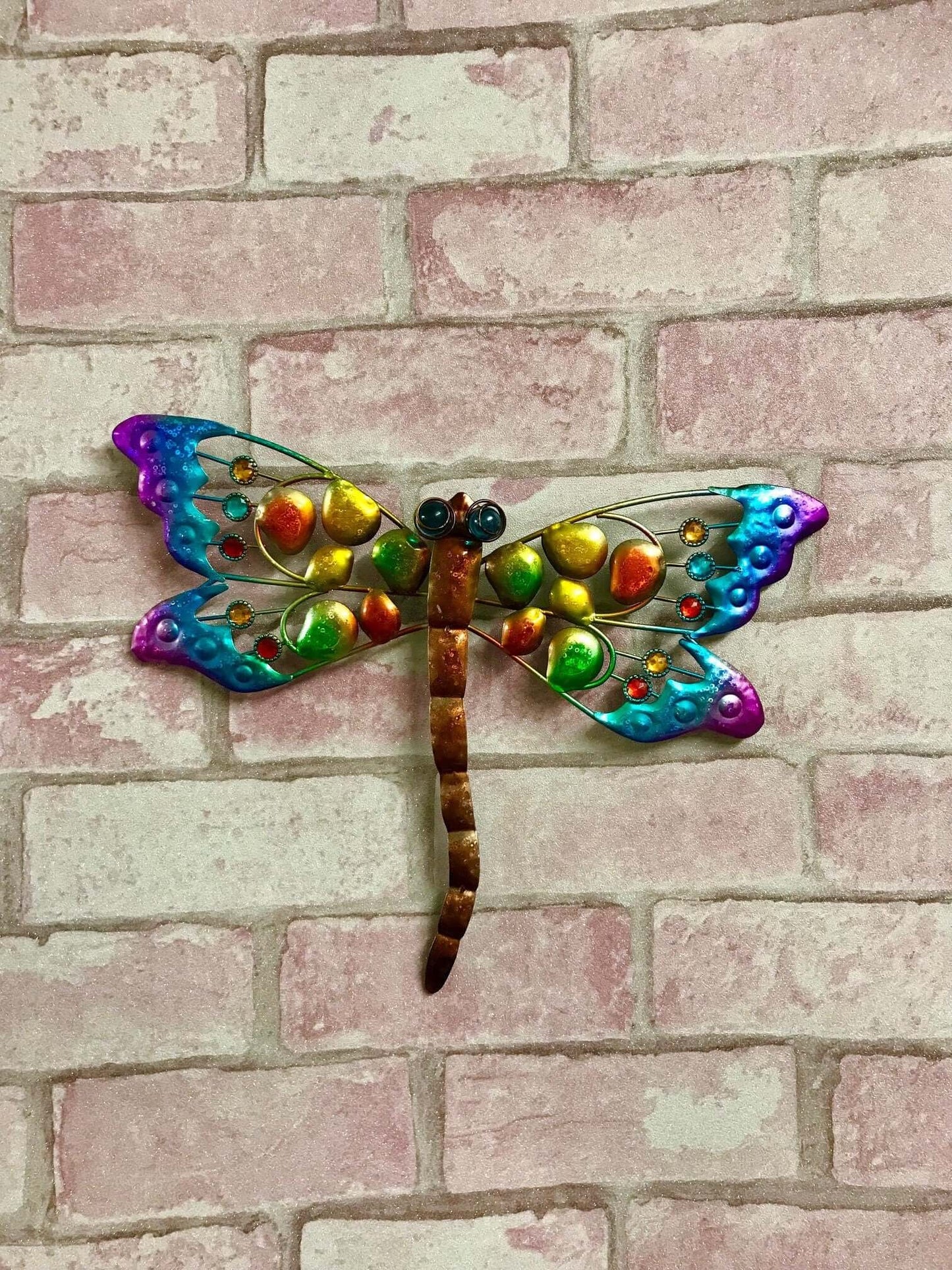 Metal Wall Decor Colourful Dragonfly Indoor Bathroom Kid's Room or Outdoor Garden Yard Art Wall Sculptures-Osiris Craftworks