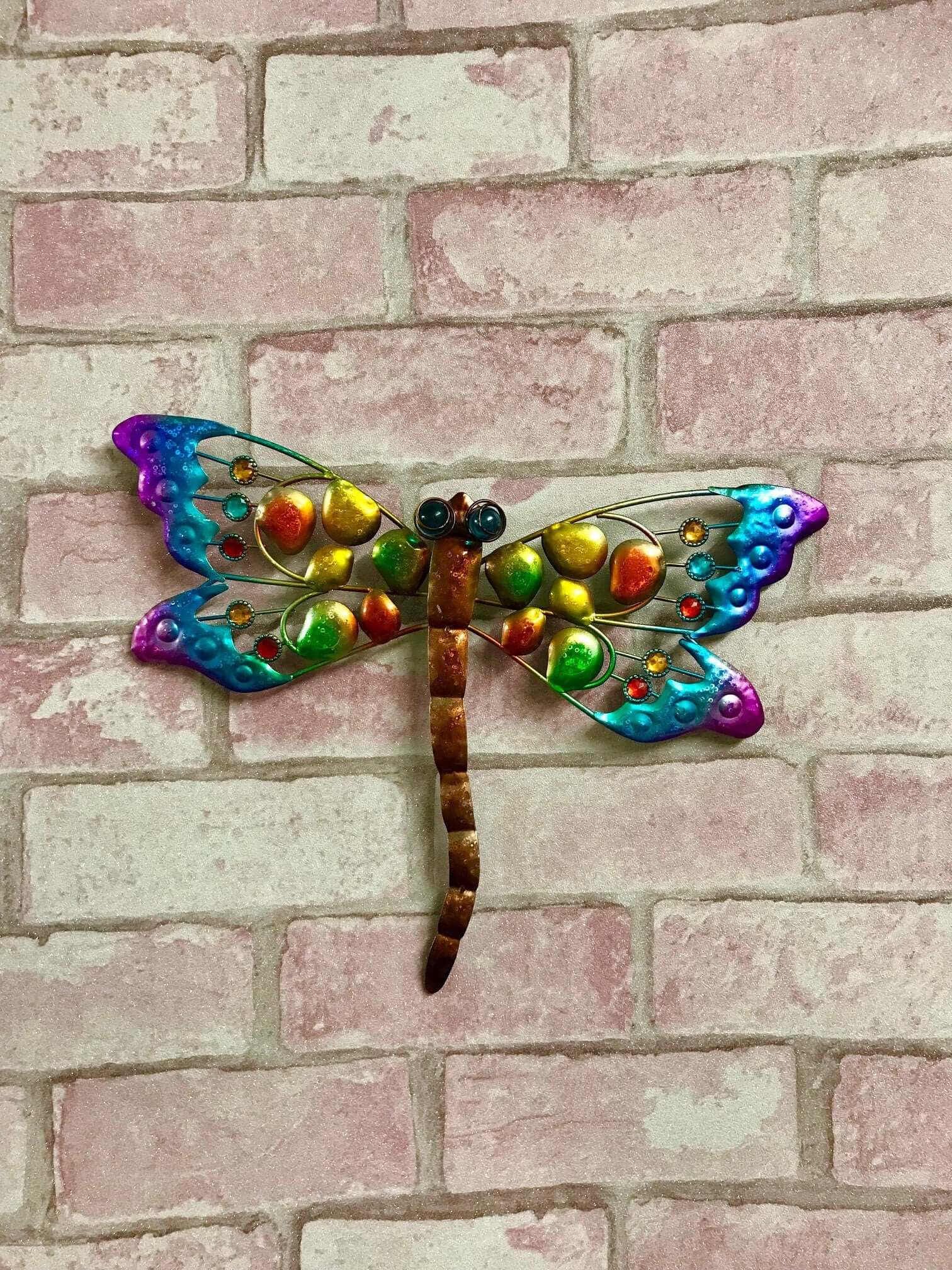 Metal Wall Decor Colourful Dragonfly Indoor Bathroom Kid's Room or Outdoor Garden Yard Art Wall Sculptures-Osiris Craftworks