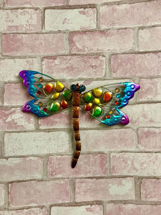 Metal Wall Decor Colourful Dragonfly Indoor Bathroom Kid's Room or Outdoor Garden Yard Art Wall Sculptures-Osiris Craftworks