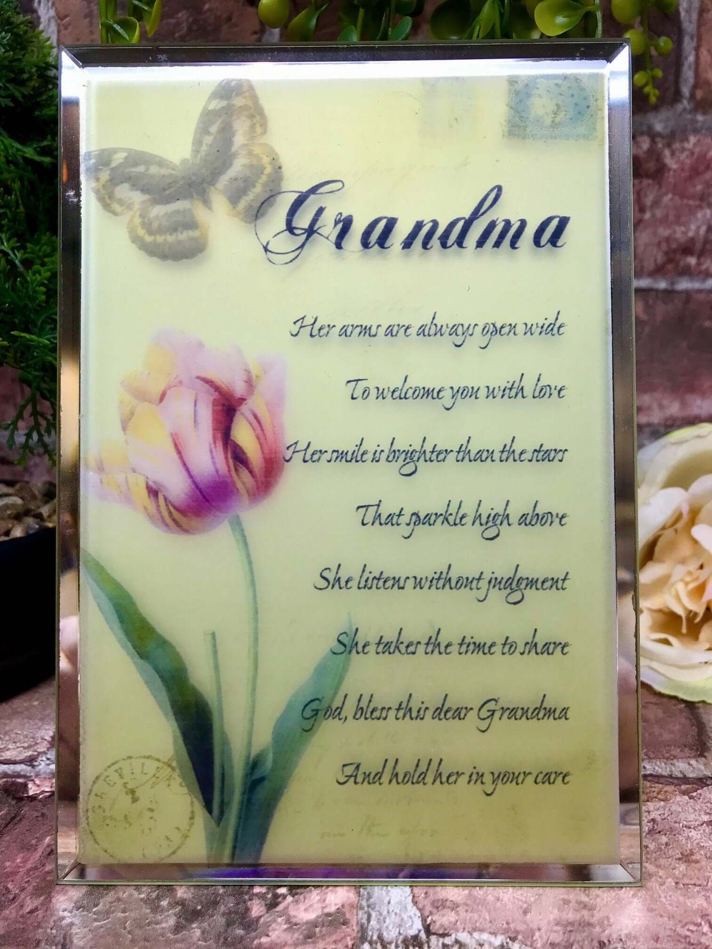 Grandma Beautiful Glass Poem Mirrored Plaque Thoughtful Gift for any Occasion-Osiris Craftworks