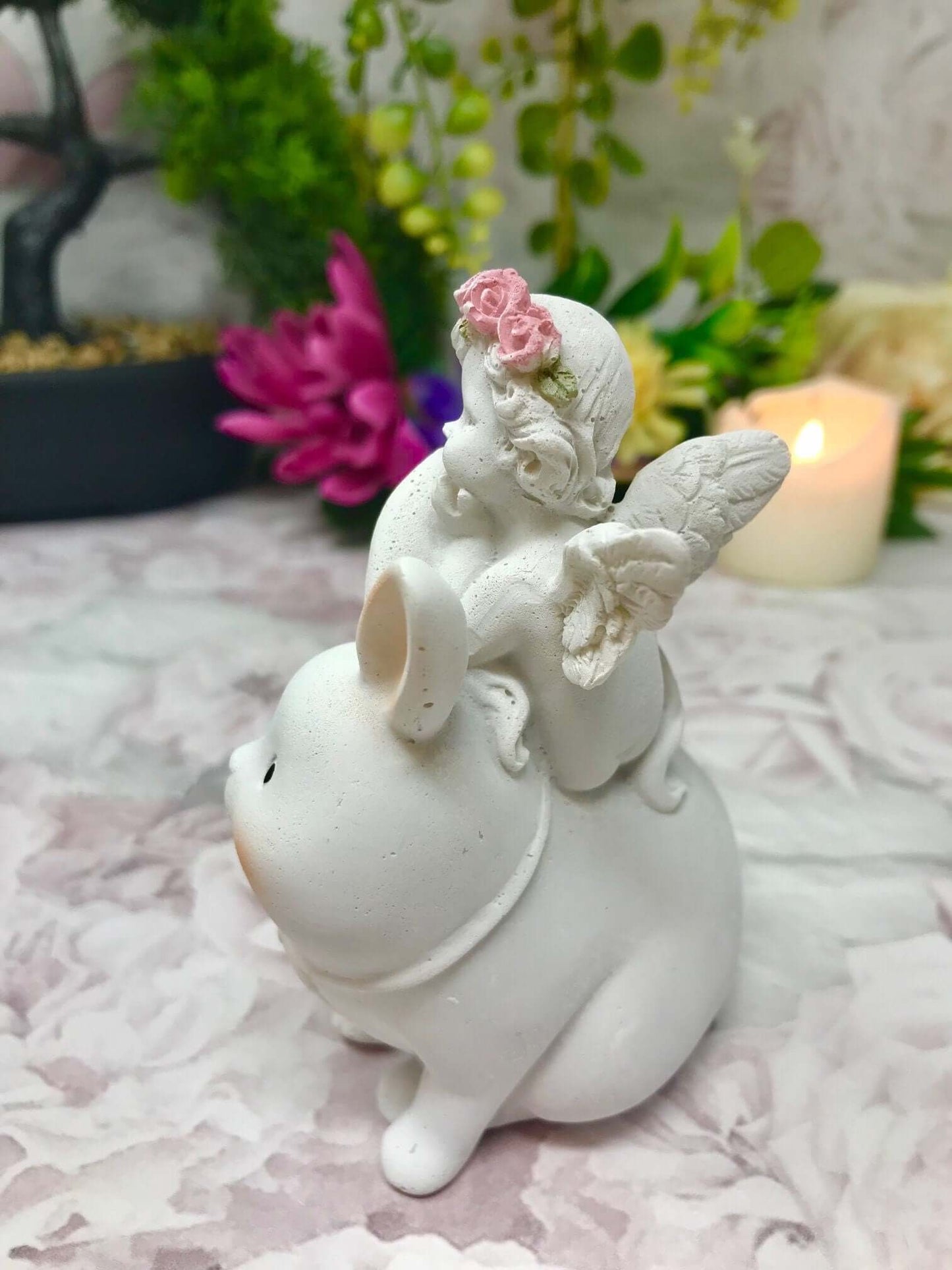 Cherub Riding Bunny Rabbit Figurines Cherubs Collection Angel Home Decoration Easter Ornaments-Osiris Craftworks