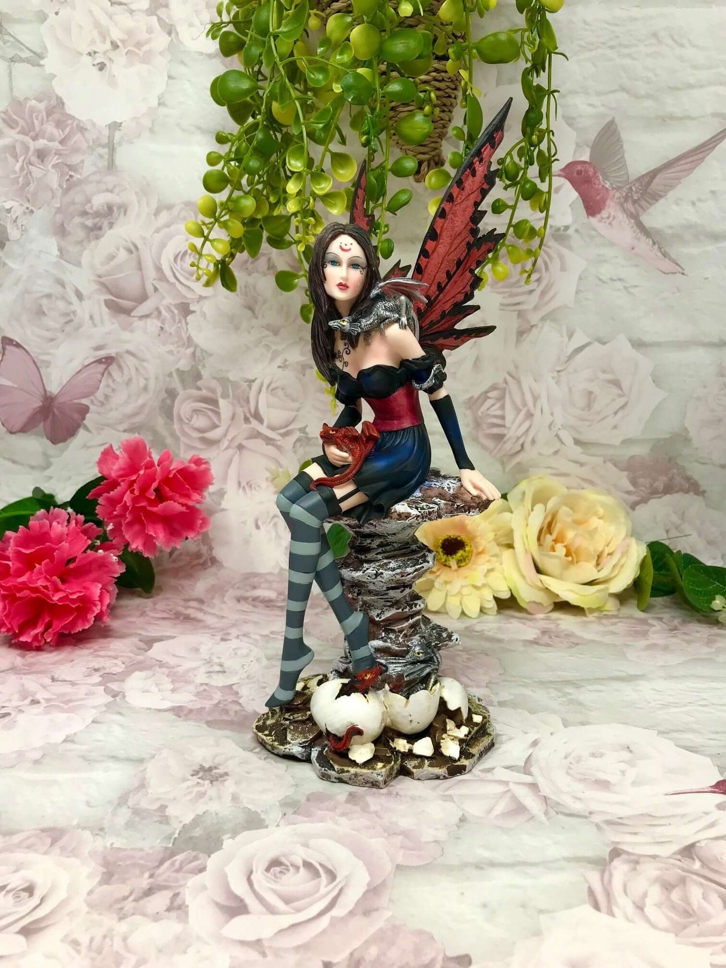 Gothic Fairy Figurine with Dragon | Handcrafted Resin | Enigmatic Fantasy Art Fairy Statue | Unique Collectible | Boxed Fantasy Ornament-Osiris Craftworks