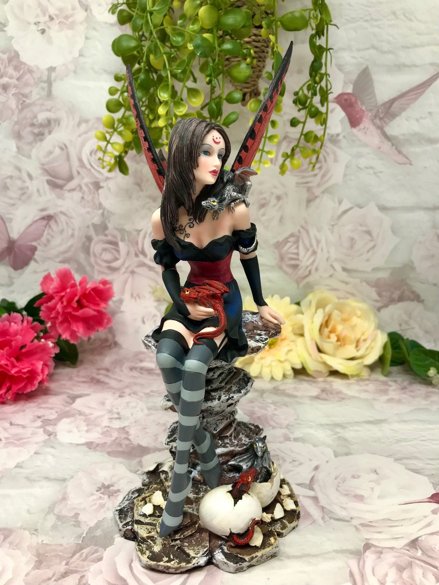 Gothic Fairy Figurine with Dragon | Handcrafted Resin | Enigmatic Fantasy Art Fairy Statue | Unique Collectible | Boxed Fantasy Ornament-Osiris Craftworks