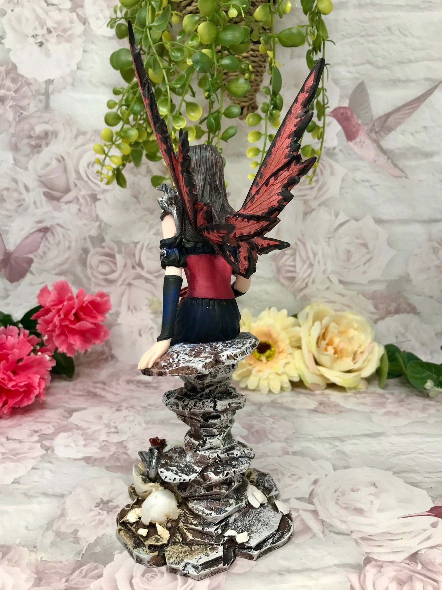 Gothic Fairy Figurine with Dragon | Handcrafted Resin | Enigmatic Fantasy Art Fairy Statue | Unique Collectible | Boxed Fantasy Ornament-Osiris Craftworks