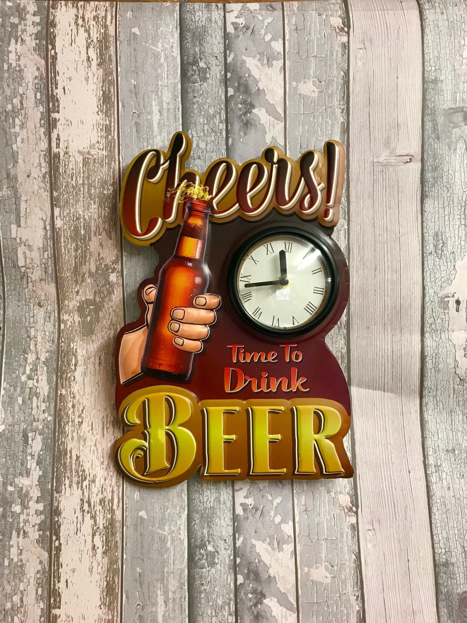 Vintage Metal 3D Logo Sign Pub Man Cave Wall Beer Lager Clock Plaque-Osiris Craftworks