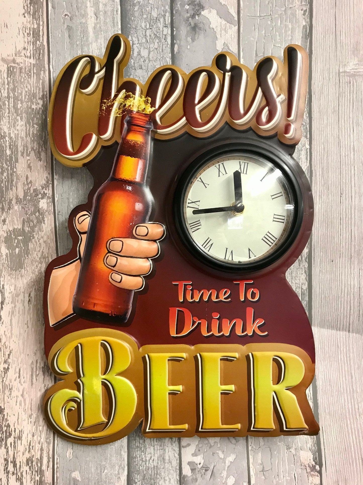 Vintage Metal 3D Logo Sign Pub Man Cave Wall Beer Lager Clock Plaque-Osiris Craftworks