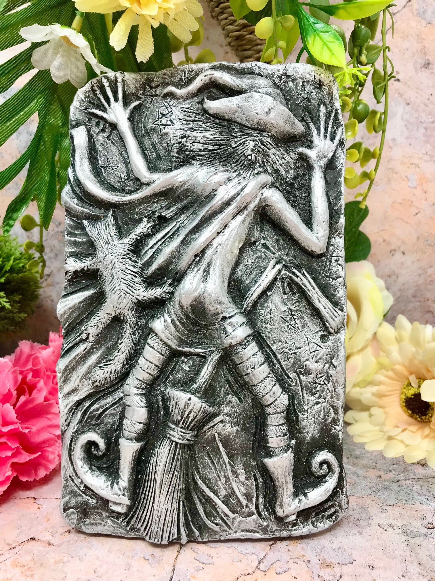 Pagan Clumsy Witch Wall Plaque Wiccan Sculpture Altar Decoration Witchcraft-Osiris Craftworks