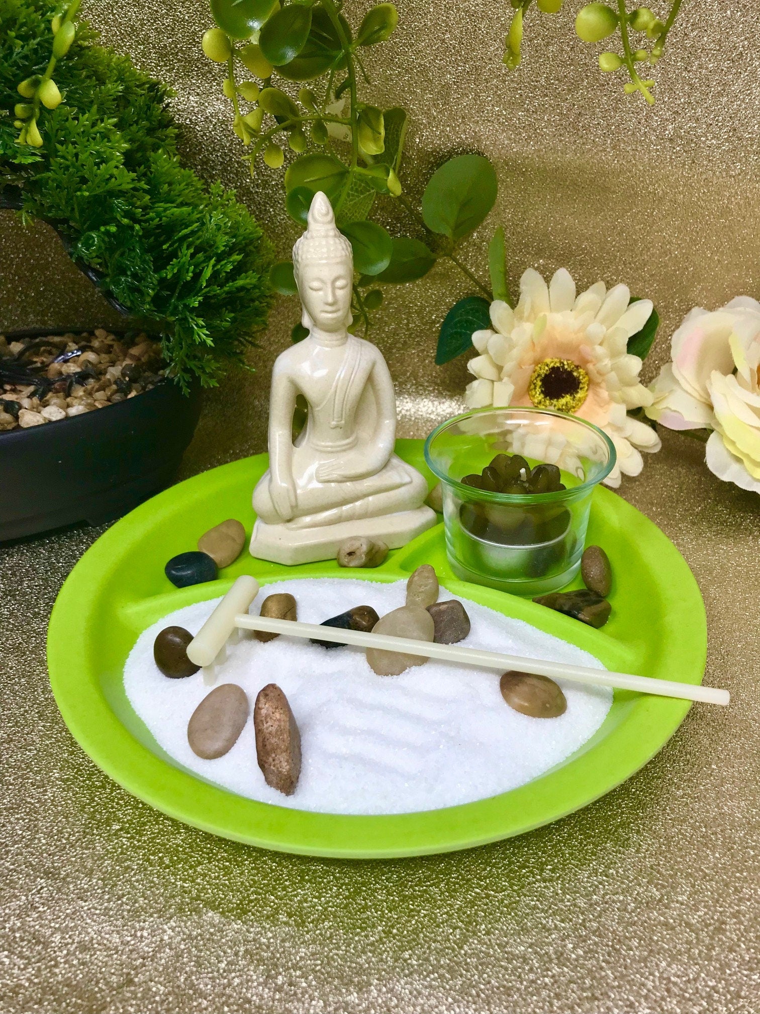 Zen Garden Tranquillity Buddha Set Feng Shui Buddhism House Decor Meditation-Osiris Craftworks