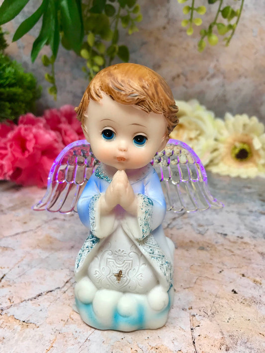 Praying Angel Child with Led Light Angel Religious Ornament Home Decoration - Boy-Osiris Craftworks