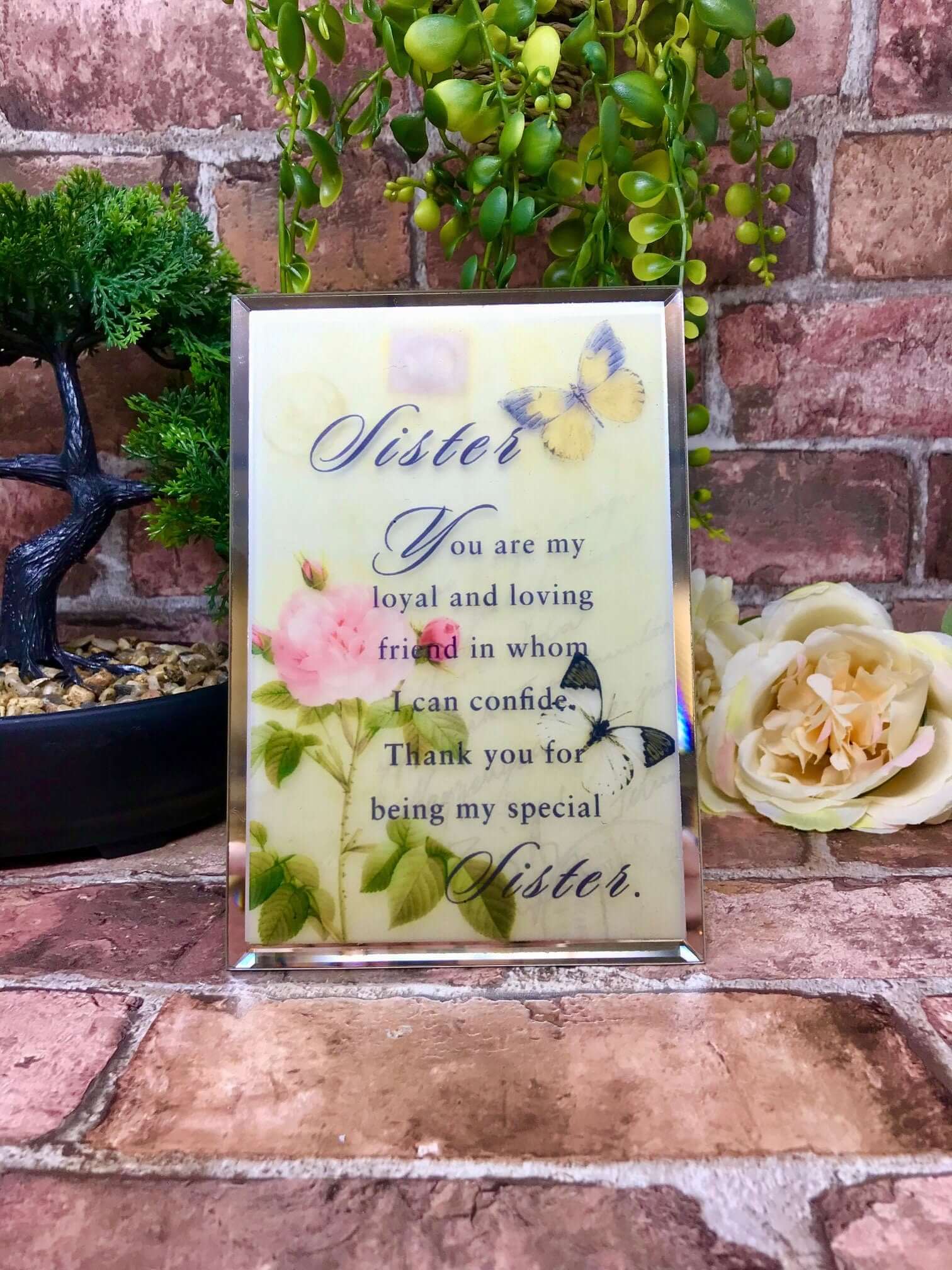 Sister Beautiful Glass Poem Mirrored Plaque Thoughtful Gift for any Occasion Birthday Wedding Christmas-Osiris Craftworks