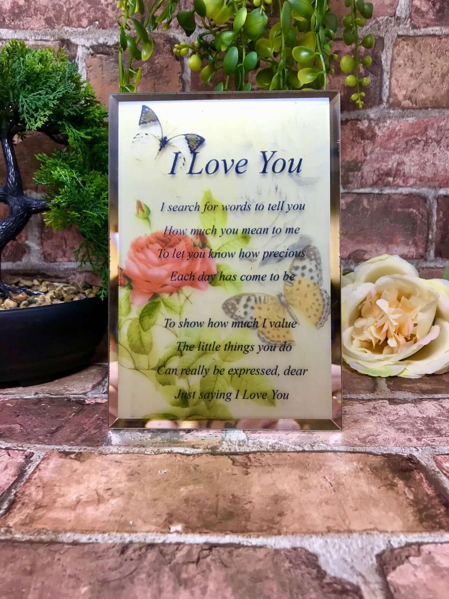 I Love You Beautiful Glass Poem Mirrored Plaque Thoughtful Gift for any Occasion Birthday Mothers day Wedding Christmas-Osiris Craftworks