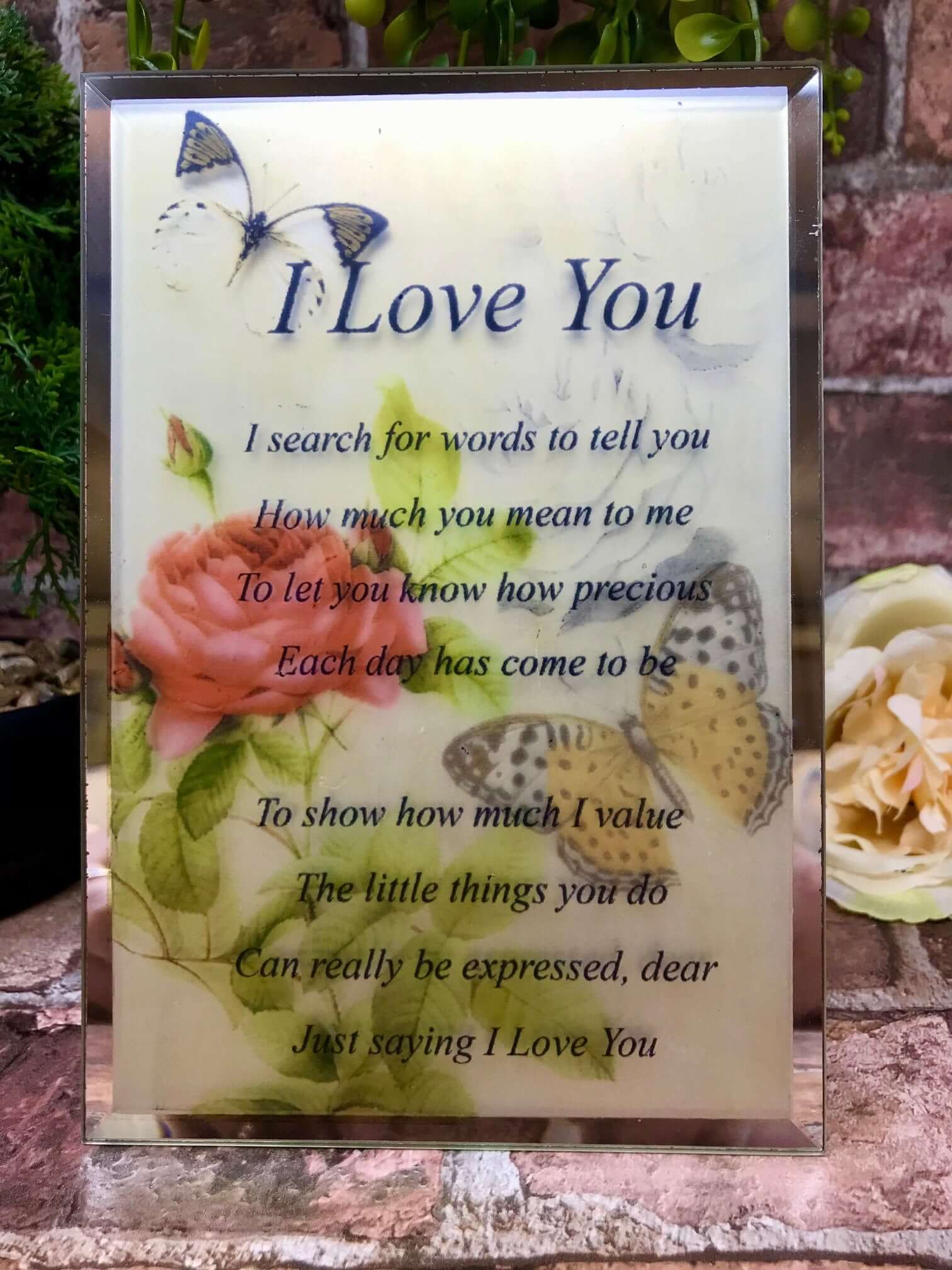 I Love You Beautiful Glass Poem Mirrored Plaque Thoughtful Gift for any Occasion Birthday Mothers day Wedding Christmas-Osiris Craftworks