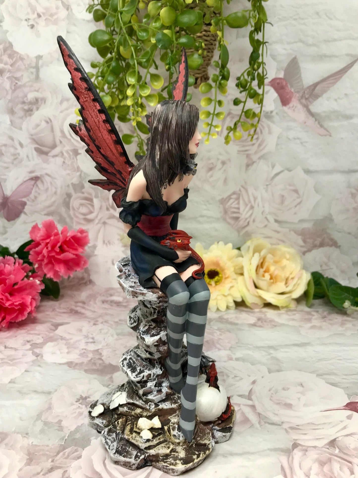 Gothic Fairy Figurine with Dragon | Handcrafted Resin | Enigmatic Fantasy Art Fairy Statue | Unique Collectible | Boxed Fantasy Ornament-Osiris Craftworks