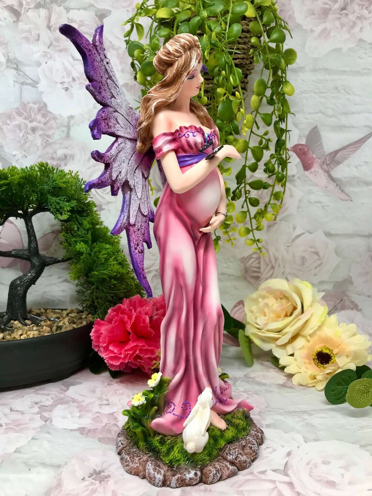 Easter Fairy and Bunny Companion Figure Statue Goddess Sculpture Mythical Creatures Gift Ostara-Osiris Craftworks