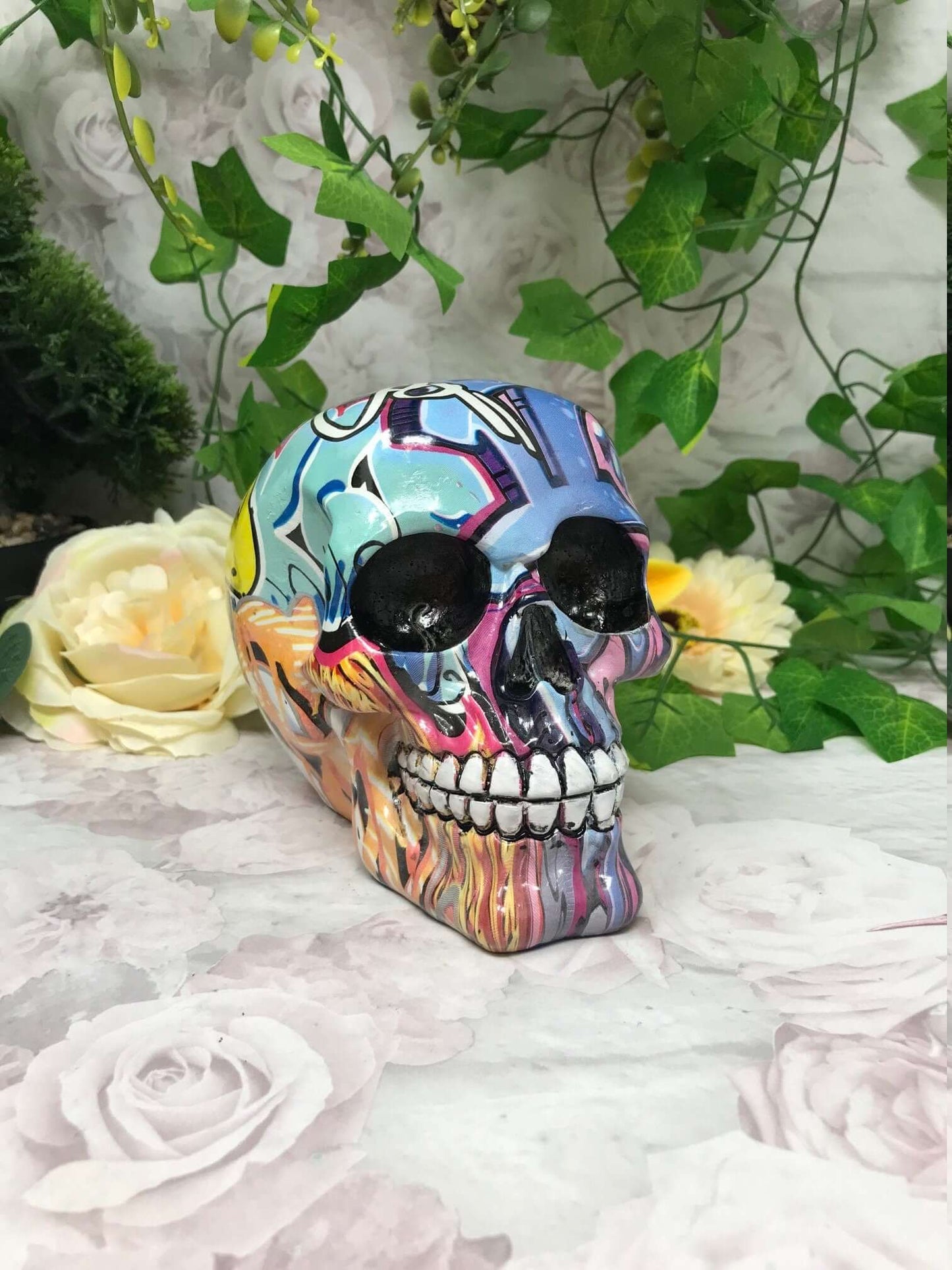 Novelty Graffiti Skull Ornament Figure Skulls Collection Sculpture Home Decoration Gothic Decor-Osiris Craftworks