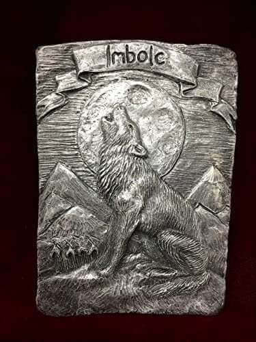 Imbolc Wolf Silver Coloured Wall Plaque Pagan Wiccan Sculpture Ornament-Osiris Craftworks