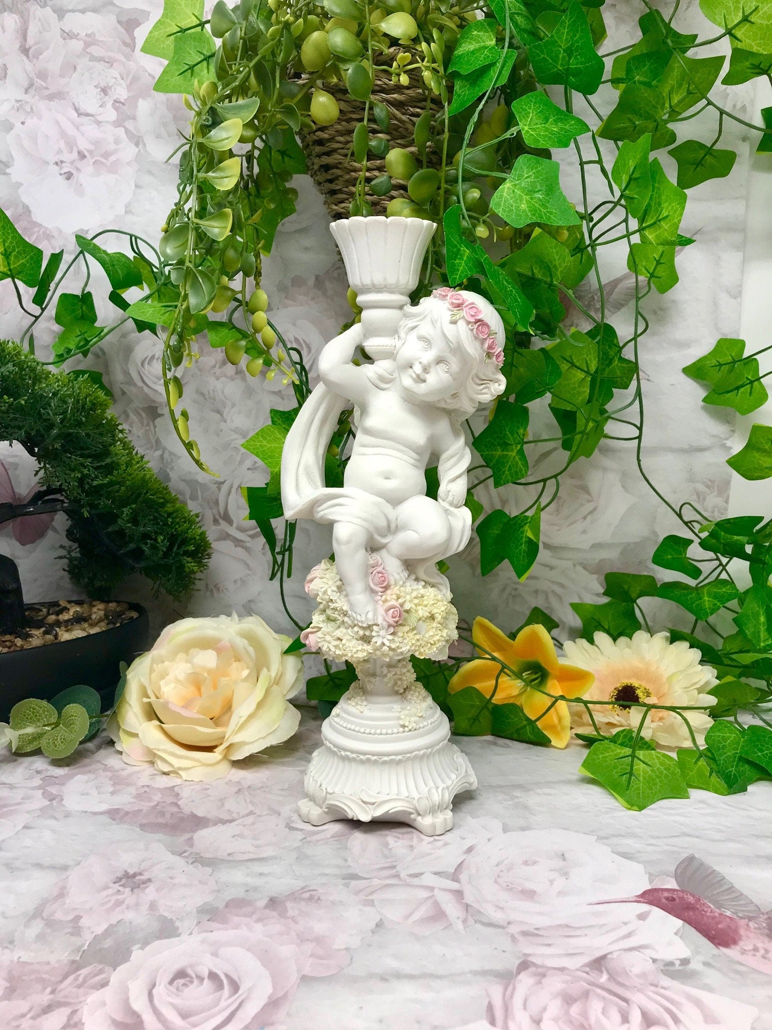 Divine Guardian Angel Figurine Cherub Candle Holder Sculpture for Angelic Home Decor and Gifts from Heaven-Osiris Craftworks