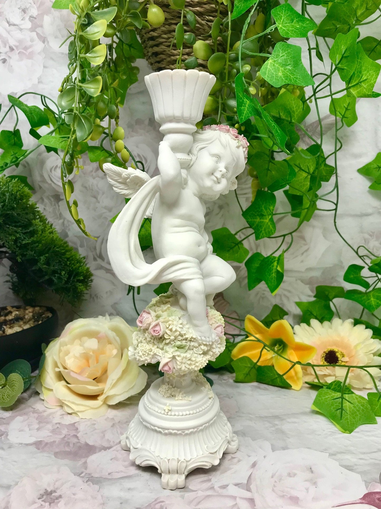 Divine Guardian Angel Figurine Cherub Candle Holder Sculpture for Angelic Home Decor and Gifts from Heaven-Osiris Craftworks