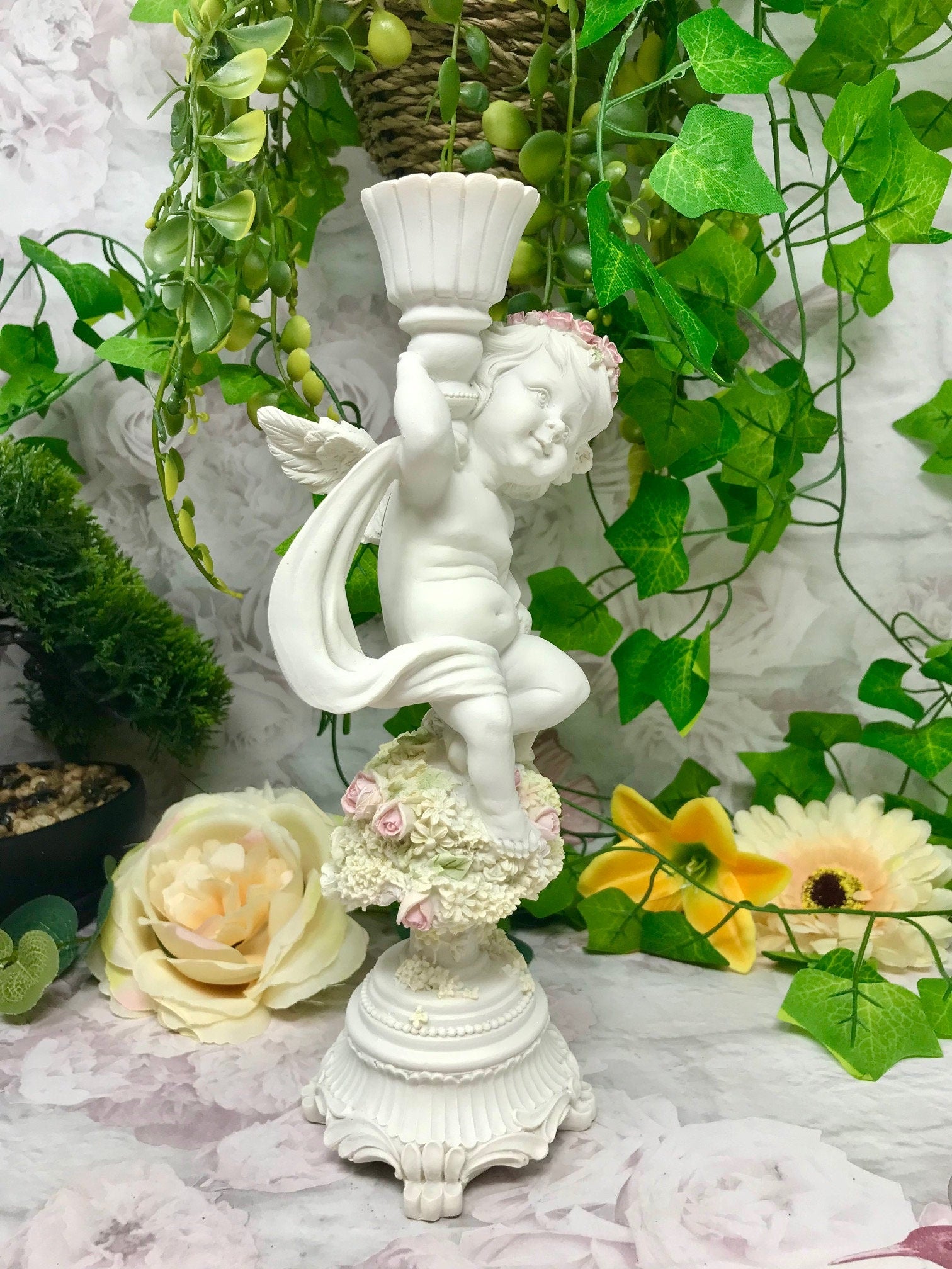 Divine Guardian Angel Figurine Cherub Candle Holder Sculpture for Angelic Home Decor and Gifts from Heaven-Osiris Craftworks