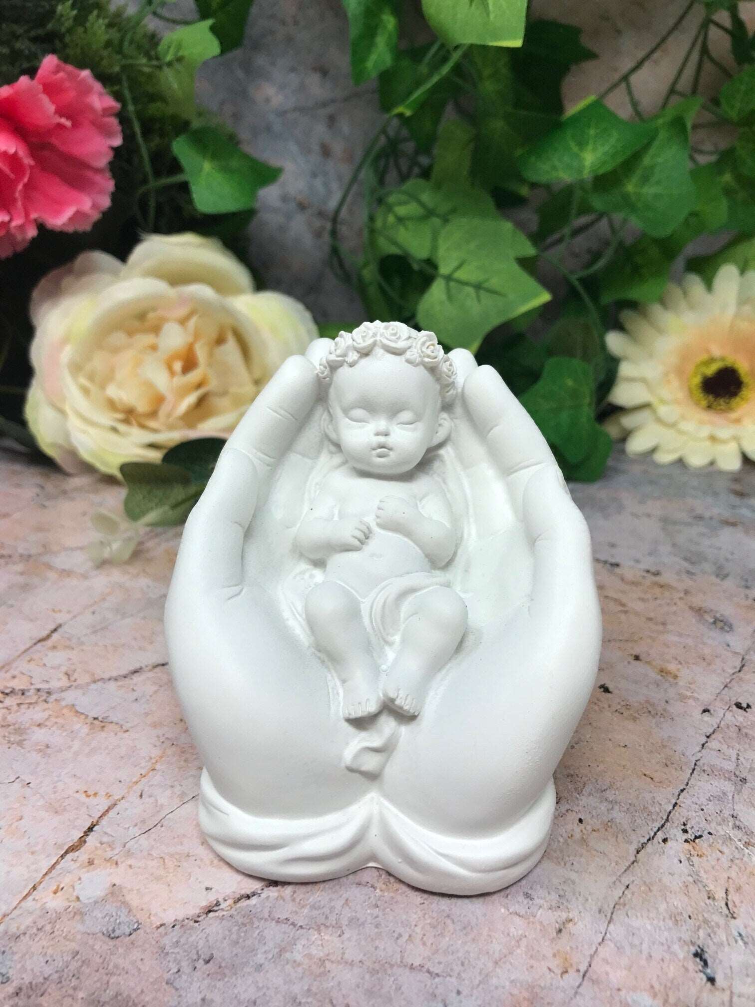 Beautiful Baby Resting in Hand Angel Cherub Ornament Mothers Grandma Gift-Osiris Craftworks