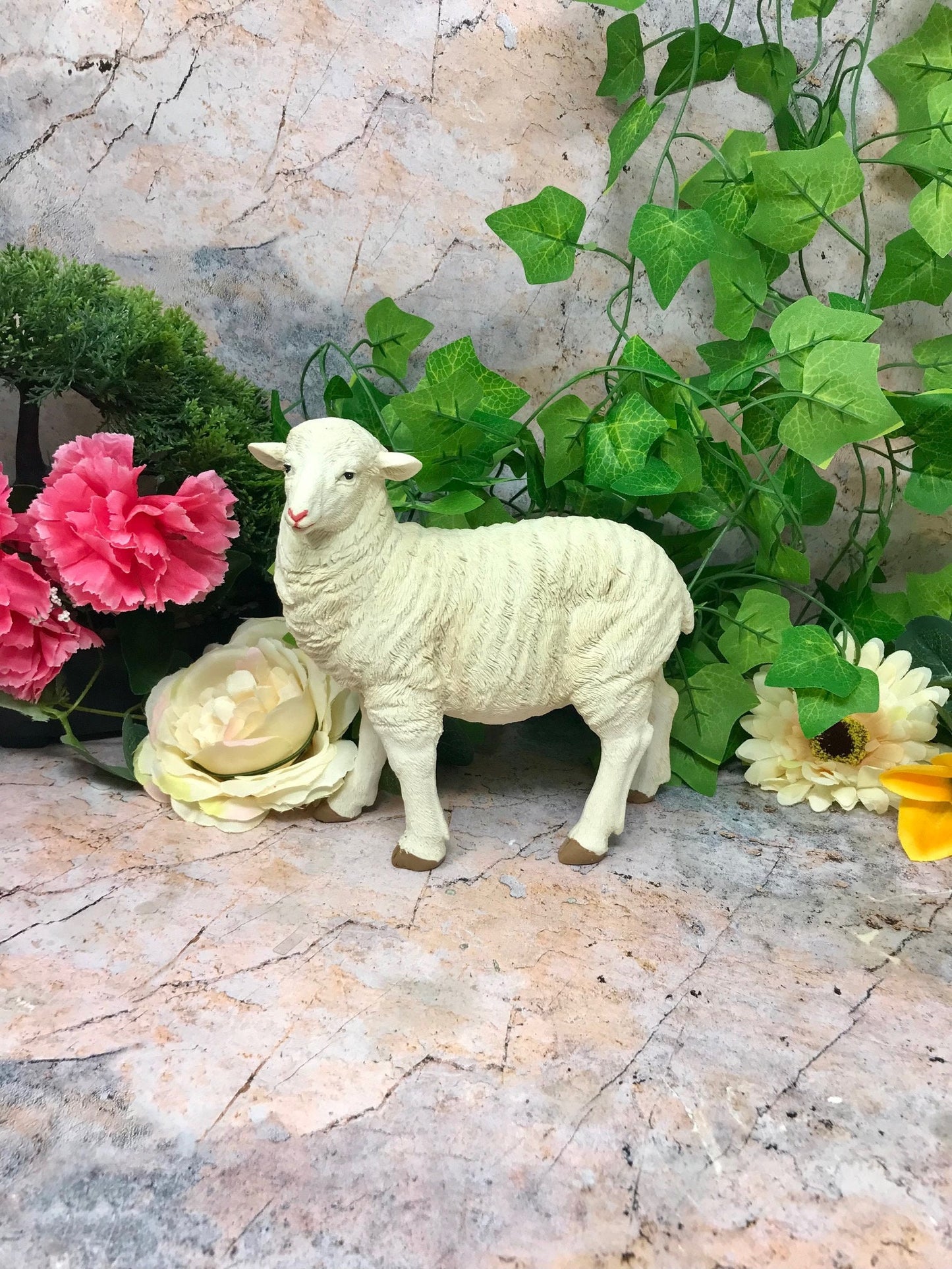 Small Standing Sheep Figurine Statue Garden Ornament Farm Lamb Lawn Decoration Sheep Patio Sculpture-Osiris Craftworks