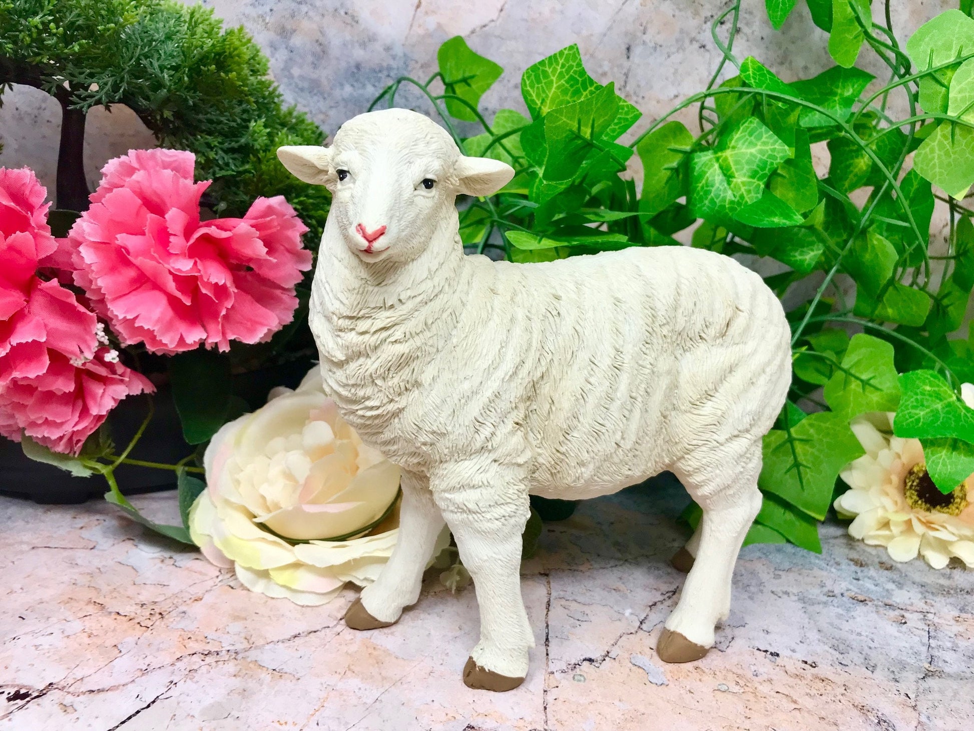 Small Standing Sheep Figurine Statue Garden Ornament Farm Lamb Lawn Decoration Sheep Patio Sculpture-Osiris Craftworks