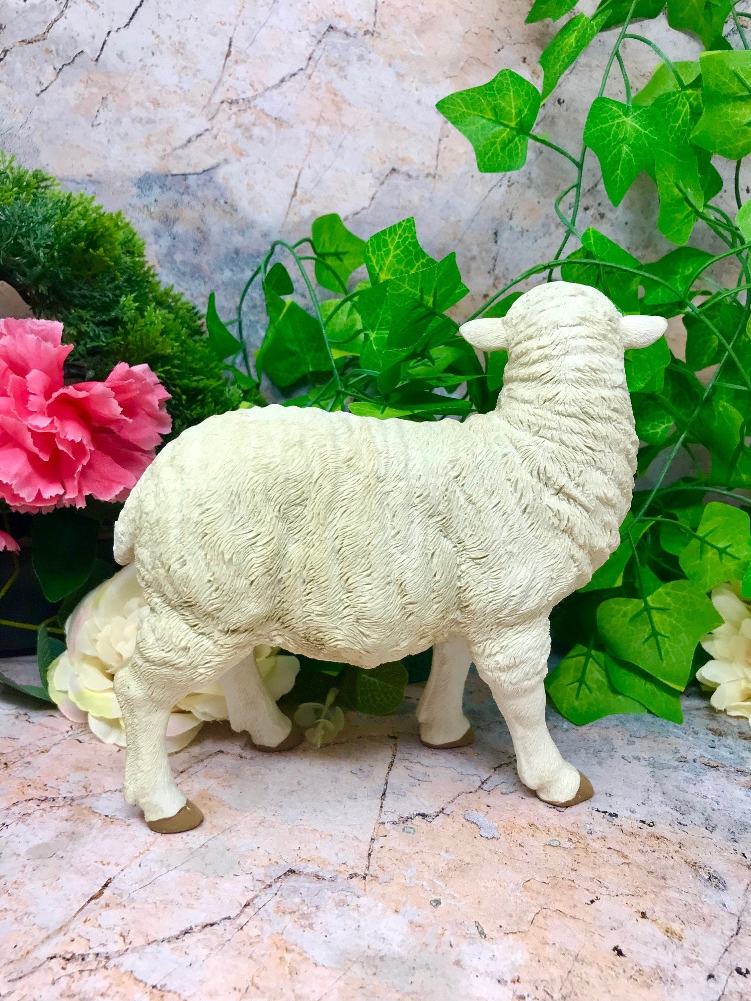 Small Standing Sheep Figurine Statue Garden Ornament Farm Lamb Lawn Decoration Sheep Patio Sculpture-Osiris Craftworks