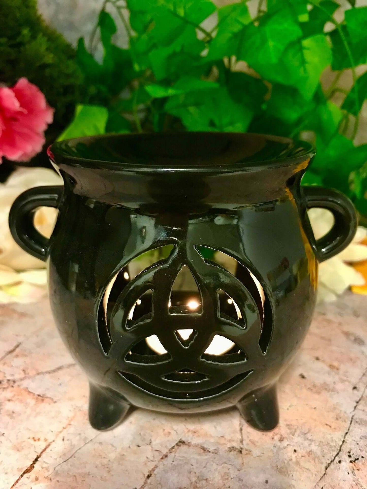 Oil Burner Triquetra Black Warmer Reiki Healing Space Clearing Feng Shui