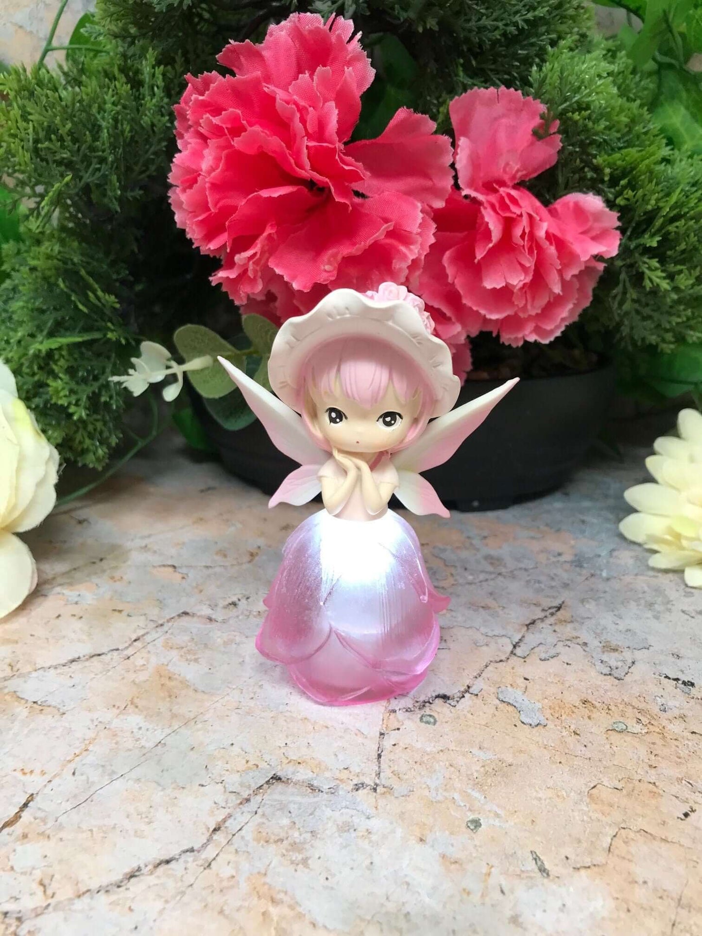 Adorable Peaceful Angel Baby Girl with Led Light Sculpture Pink Figurine Fantasy Fairy Collection-Osiris Craftworks