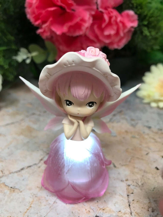 Adorable Peaceful Angel Baby Girl with Led Light Sculpture Pink Figurine Fantasy Fairy Collection-Osiris Craftworks