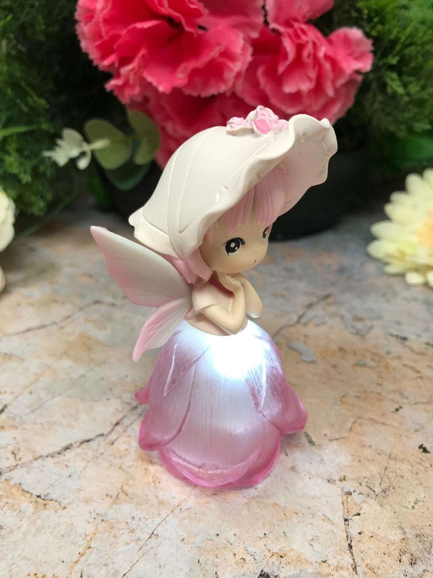 Adorable Peaceful Angel Baby Girl with Led Light Sculpture Pink Figurine Fantasy Fairy Collection-Osiris Craftworks