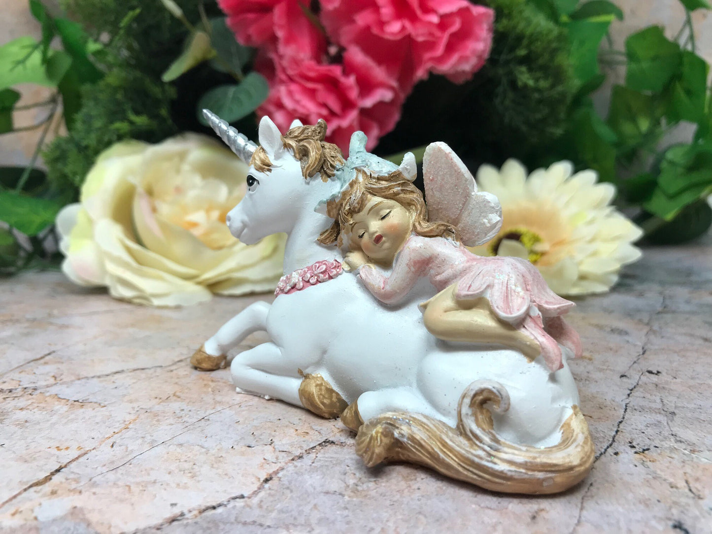 Fairy Resting with Unicorn Figurine Fantasy Fairies Mythical Sculpture Figure-Osiris Craftworks