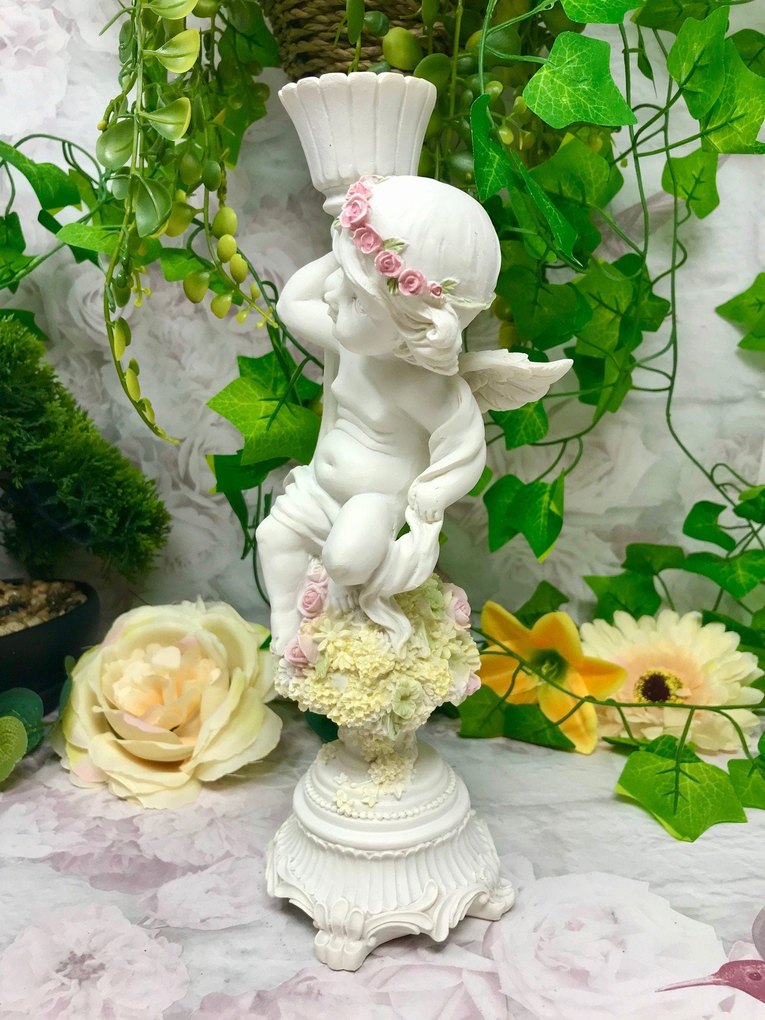 Divine Guardian Angel Figurine Cherub Candle Holder Sculpture for Angelic Home Decor and Gifts from Heaven-Osiris Craftworks